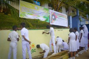 Children working on a Wall of Connection.